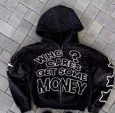 Аврупо ва Амрико High Street Dark Style Letter Print Hoodie